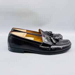 Cole Haan Shoes Mens 11.5 Burgundy Leather Tassel Loafers Dress Moc Toe Slip On